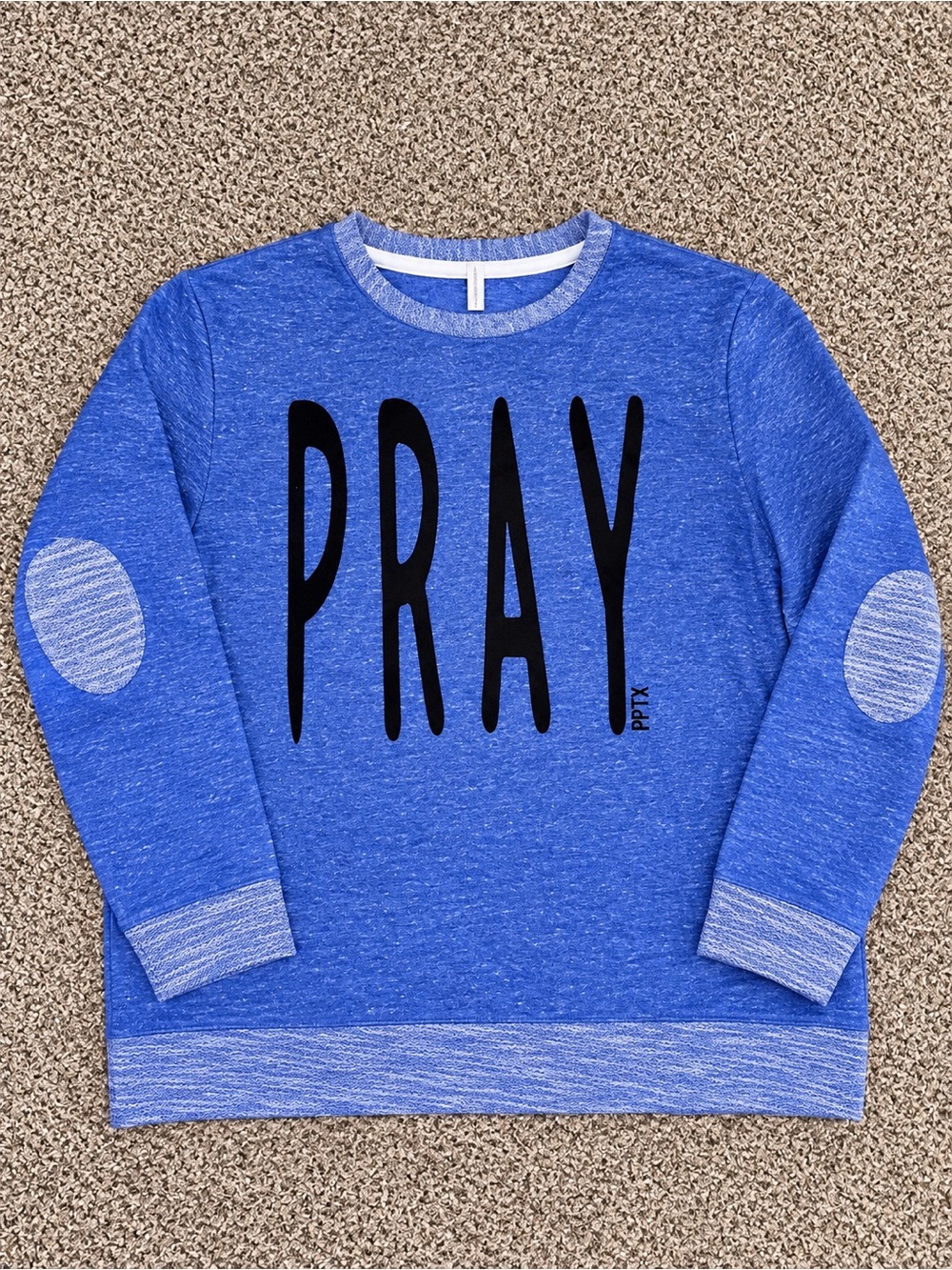 Boutique Beand Blue 'PRAY' Crewneck Sweater